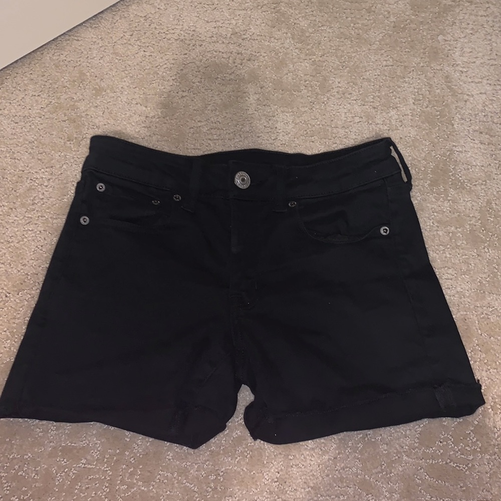 AE, black, jean shorts, size 4, mid-level stretchy